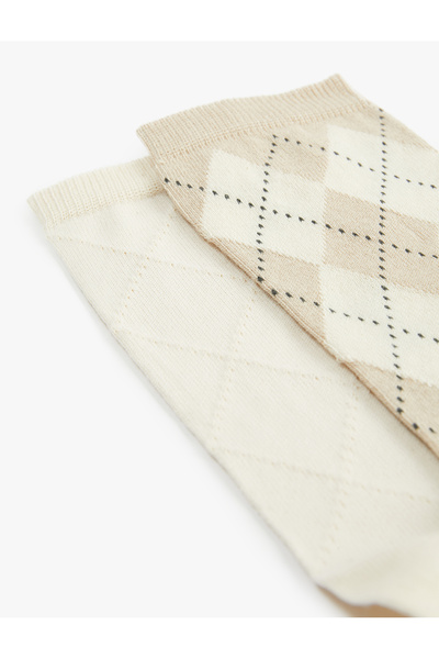 Koton Pamuklu Baklava Desenli 2'li Soket Çorap Seti