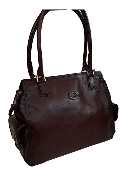 GÖN Women's Handmade (Handmade) Zipper Closure Genuine Leather Hand and Shoulder Bag Ertica