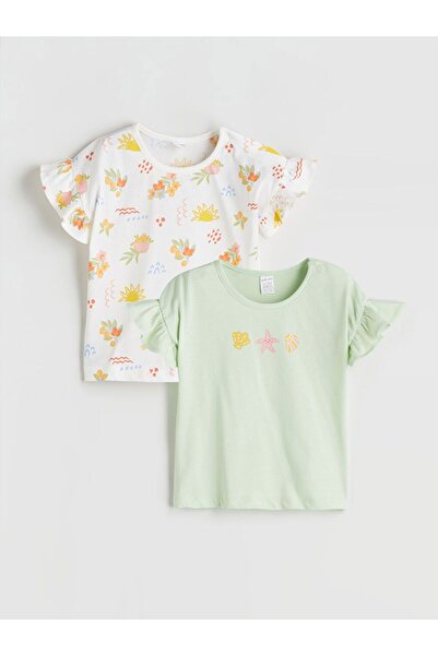 LC Waikiki Crew Neck Patterned Baby Girl Blouse 2-Pack