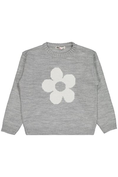Civil Girls Πουλόβερ με μεγάλο σχέδιο λουλουδιών για 6-9 ετών - Γκρι 7-8 ετών