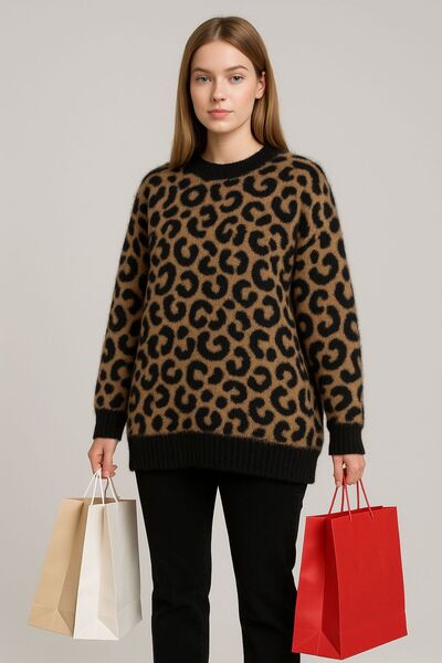 Sfg Life Moda Дамски пуловер с леопардов принт