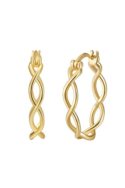 delis Round earrings 925 silver, JW1782, braided pattern, gold plated