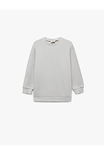 Koton Βαμβακερό μακρυμάνικο φούτερ με λαιμόκοψη Oversize Basic