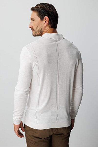 İgs Екрю Стандартний крій Поло-комір Прямий довгий рукав Трикотаж