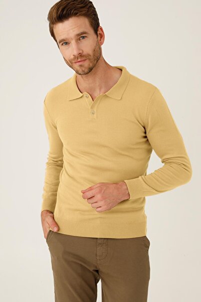 İgs Бежевий стандартний крій, вузький фасон, поло-комір, прямий, довгі рукави, трикотаж
