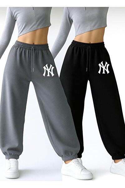 Le Vion Pantaloni de trening jogger cu imprimeu NY pentru femei