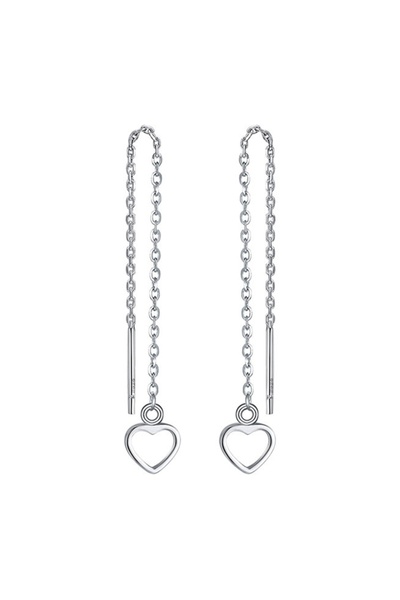 delis Μακριά σκουλαρίκια από ασήμι 925, JW1802, σχέδιο καρδιάς, επιροδιωμένα