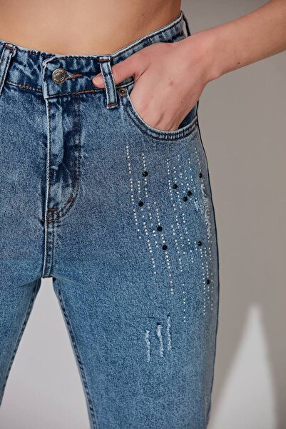 sstyle moda Taşli Kot Pantolon