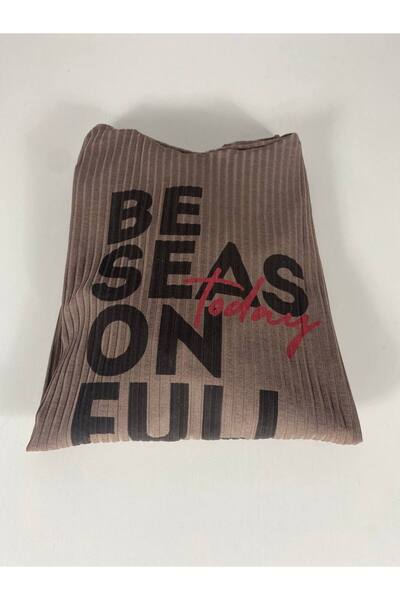 YusGos Be Season Printed Stretch Fabric Corded Fabric Hooded Sweatshirt (Brown)