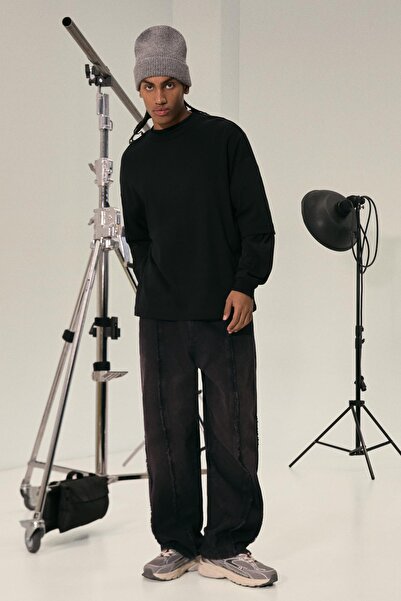 Bershka Püsküllü süper baggy fit pantolon