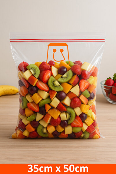 Öztürk ambalaj 25'li Buzdolabı Kilitli Torba Poşet Dondurucu İkramlık Çerez Davet Kına Hediyelik Poşeti 35x50 cm