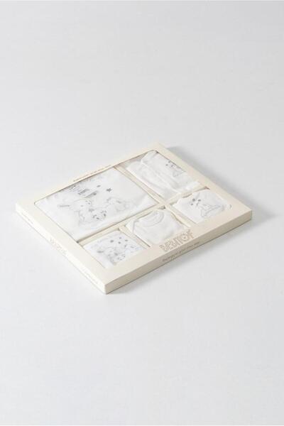 Bebitof 100% Cotton Cute Rabbits Patterned 10 Piece Boxed Newborn Hospital Release Bodysuit Set Bbt