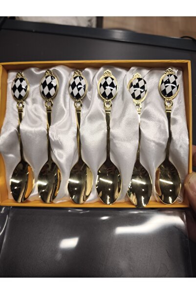 P&ORA PREMIUM KITCHEN PRODUCTS ملعقة شاي من التيتانيوم الذهبي المزخرف