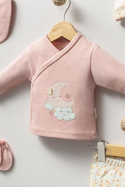 Bebitof 100% Cotton Cute Moon and Clouds Patterned Baby 5-Piece Newborn Hospital Discharge Bodysuit Set