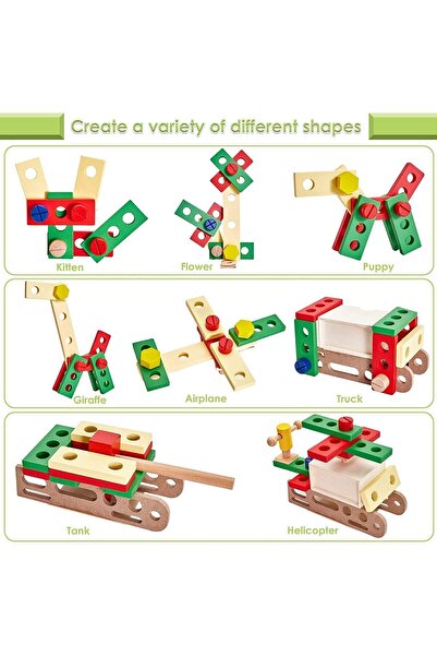 Jiffy Wooden Tool Box Carrycase Pretend Role Play Carpenter Assembly Take Apart Construction Toys