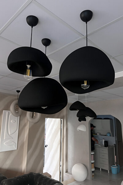 Lunalore Beton Görünümlü 3'lü Sarkıt Avize - İskandinav & Bohem Tarz | Modern...