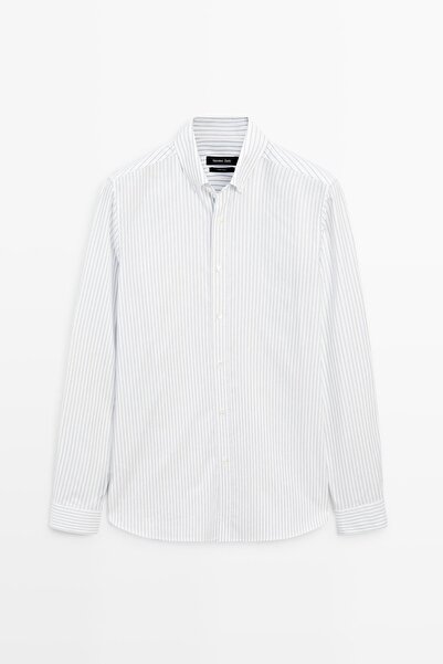 Massimo Dutti %100 pamuklu regular fit çizgili gömlek