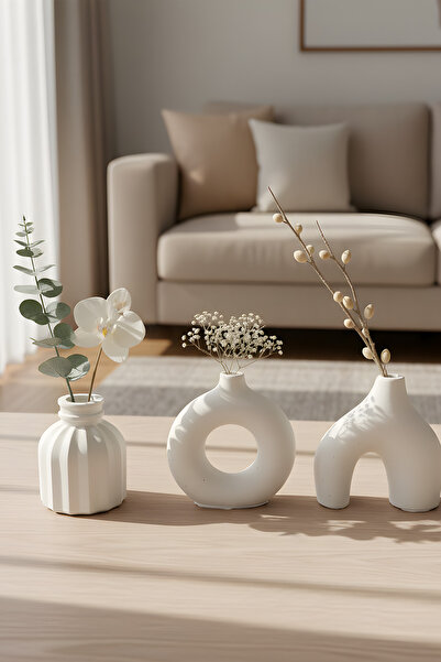 ZURİ DESİGN Bohem - Modern Beton Biblo 3’lü Set – Dekoratif Minimal Biblo