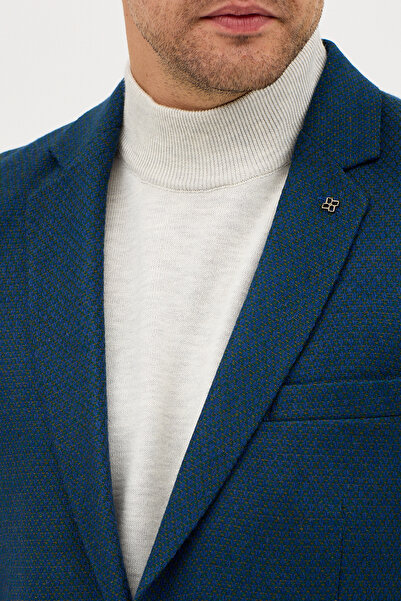 Frappoli Luduno Erkek Haki Kalın Mono Yaka Slim Fit Casual Blazer Ceket