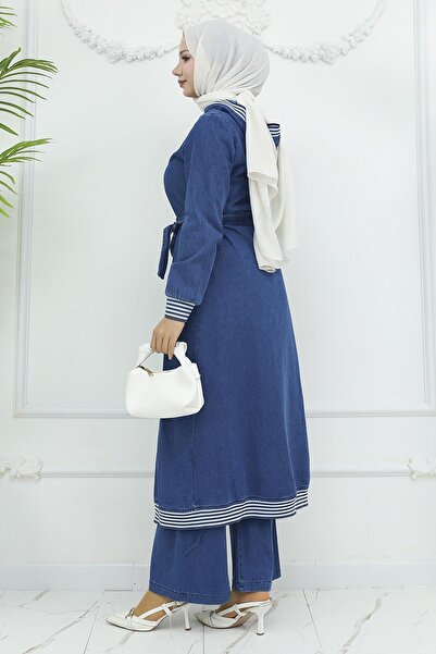 Missvalle Hooded Ribbed Denim Suit Light Blue 19244