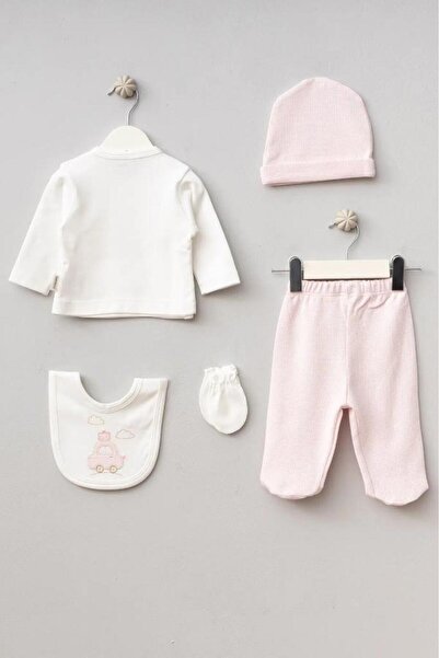Bebitof 100% Cotton Cloudy Car Patterned 5-Piece Newborn Hospital Discharge Bodysuit Set Bbtf.Pmb.20109