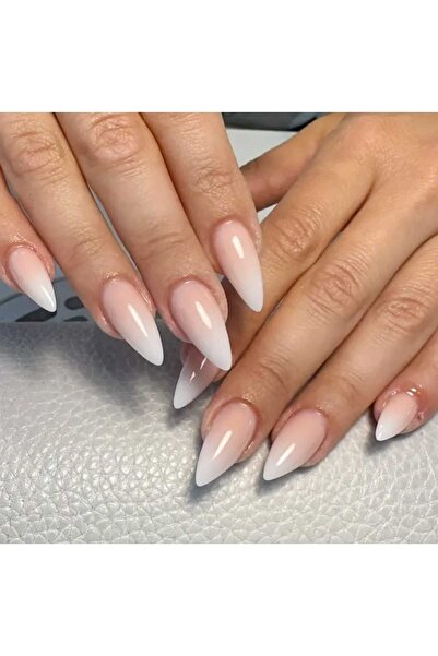 PİRAYE AKSESUAR 24'lü Nude Renk Jel Protez Görünümlü Uzun Badem Tırnak