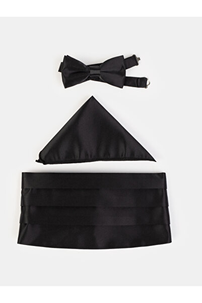 Karaca Erkek Papyon Kuşak Mendil Set-Siyah