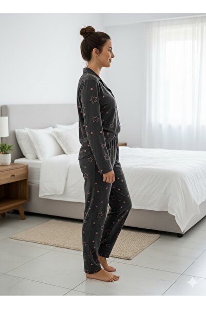 FAMES PİJAMA Women's Button-Detail Pajama Set