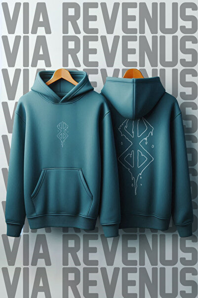 Vordevia Hanorac Berserk cu imprimeu 3 Yarn Ş cu căptușeală din fleece K cu glugă