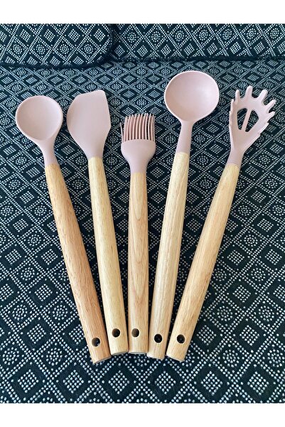 YAZICI Bamboo Handle Silicone Ladle Spoon Set