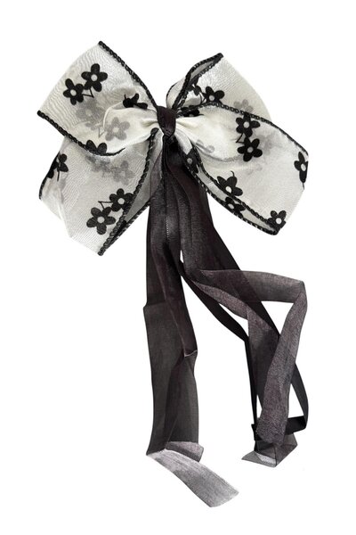 TAKIŞTIR Black Color Flower Detailed Ribbon Vending Machine Buckle