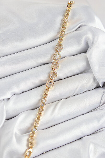 Skygo Brass Zircon Stone Oval Model Gold Color Women's Bracelet - Tj-Bb7543