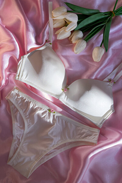 Lola Of Shine Fleur Unpadded White Bra Set – with Slip Panties