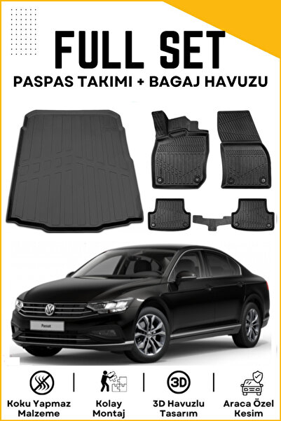 ko kaliteoto Volkswagen Passat B8 Sedan 2020 Model Birebir Uyumlu Bagaj Havuz...