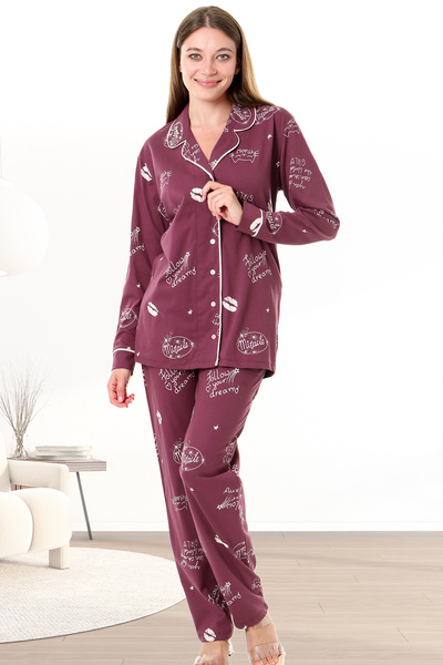 Bella Linda Buttoned Cotton Long Sleeve Women's Pajama Set