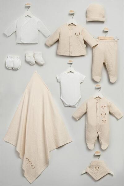 Bebitof 100% Cotton Cute Puppies Patterned 10 Piece Boxed Newborn Hospital Release Bodysuit Set B