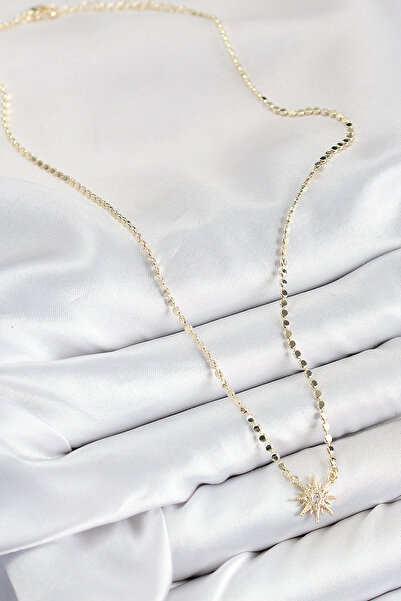 Skygo Brass Zircon Stone Pole Star Model Crushed Chain Gold Color Women's Necklace - Tj-Bko10390