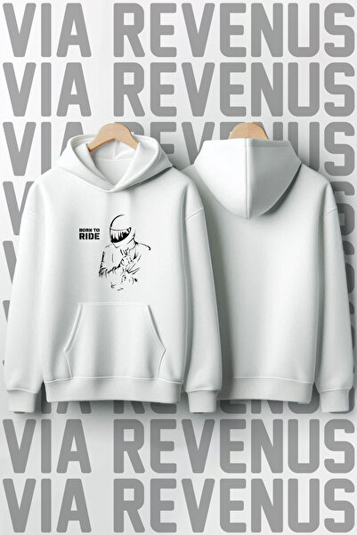 Vordevia Born To Ride cu imprimeu bumbac 100% Calitate premium cu glugă Swea ...