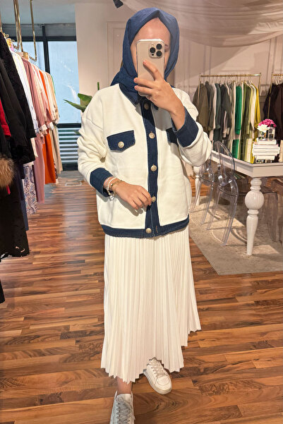 Rukayyel Kot Detaylı Hırka - Ekru