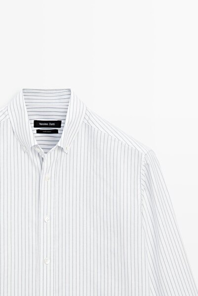 Massimo Dutti %100 pamuklu regular fit çizgili gömlek