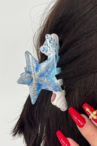 TAKIŞTIR Cataramă cu zăvor din os cu figură de stea de mare în culori mixte