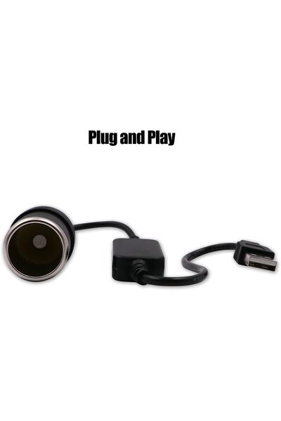 Generic USB Male to 12V Female Adapter Cable for Car Cigarette Lighter Socket (8W), Black