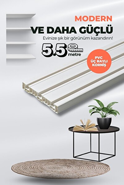 Kornişsan 3 Raylı 5,5 Metre Lüks Perde Korniş – 1.Sınıf Polyester, Kalın Perd...