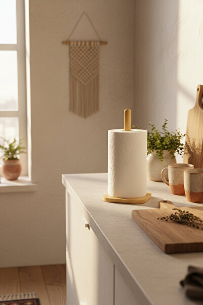 Vienev Natural Wooden Paper Towel Holder 12 cm