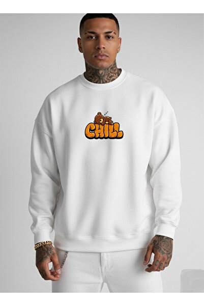 LORVEX Оверсайз унисекс суитшърт с качулка за велосипед CHILL BEAR Print