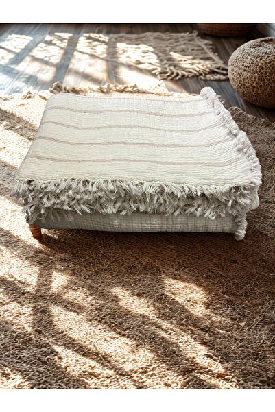 TekStilize Muslin 7 Layer Striped Single Bedspread 180X260 (100% Cotton)