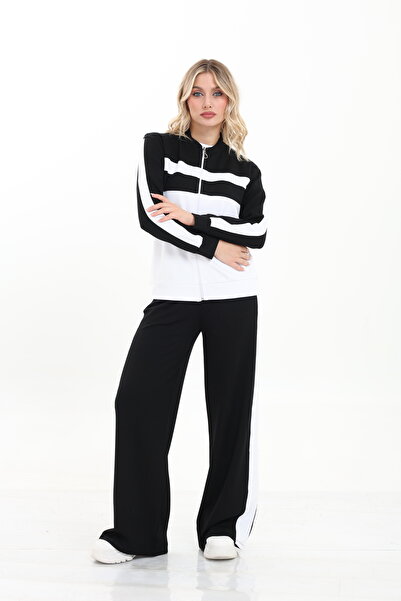 HEDEF DAİSY Women's Clothing Sports Model Zipper Detailed Modal Fabric Bottom Top and T-Shirt Set