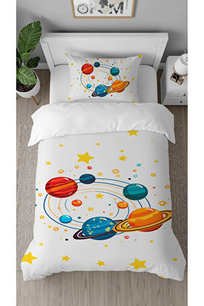 GREENDECOR Space Planet Maras Patterned Digital Printed Special Design Single Children's Duvet Cover Set Without Sheets