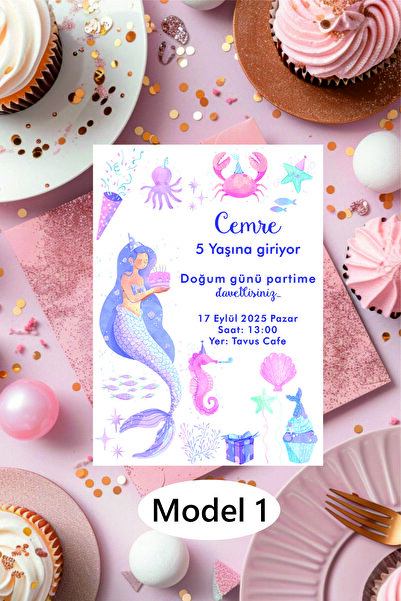 laurelconcept Doğum günü davetiyesi Kız Bebek Çocuk 20 adet