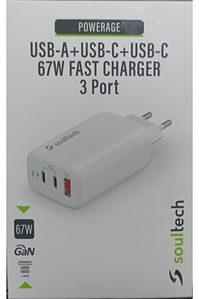 Soultech USB-A+USB-C DUAL PORT FAST CHARGER 67W ŞARJ BAŞLIĞI